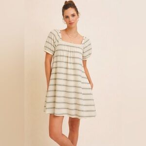 American Eagle Beachy Short-Sleeve Mini Dress Striped Small/Medium SunDress